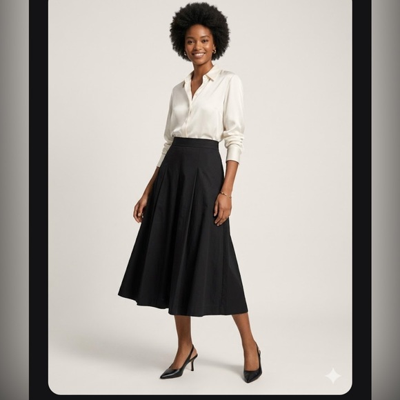 Zara Dresses & Skirts - Zara Black Midi Skirt with Pleated A-Line